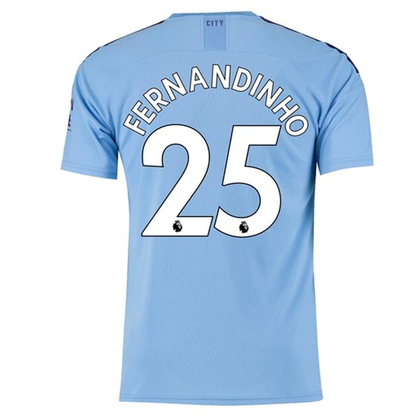 Camiseta Manchester City NO.25 Fernandinho Primera equipación 2019-2020 Azul